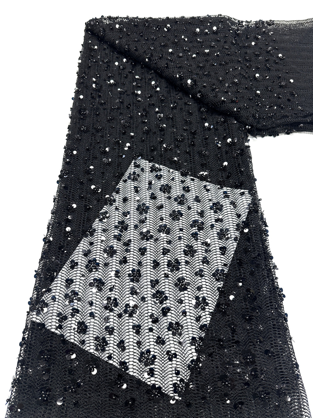 BLS6634#	High End Handmade Beaded Sequin Lace Fabric Gold Mesh Embroidery Lace For Wedding Bridal Evening Dress Apparel Fabric