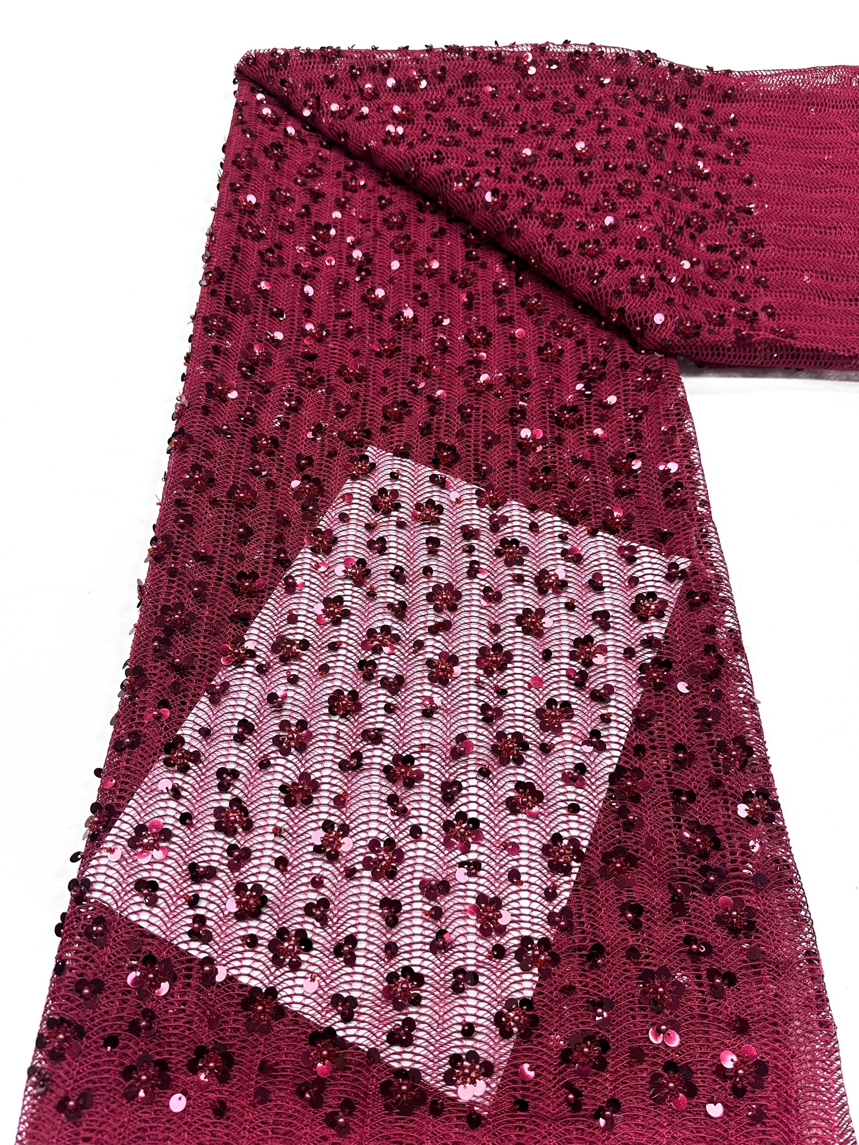 BLS6634#	High End Handmade Beaded Sequin Lace Fabric Gold Mesh Embroidery Lace For Wedding Bridal Evening Dress Apparel Fabric