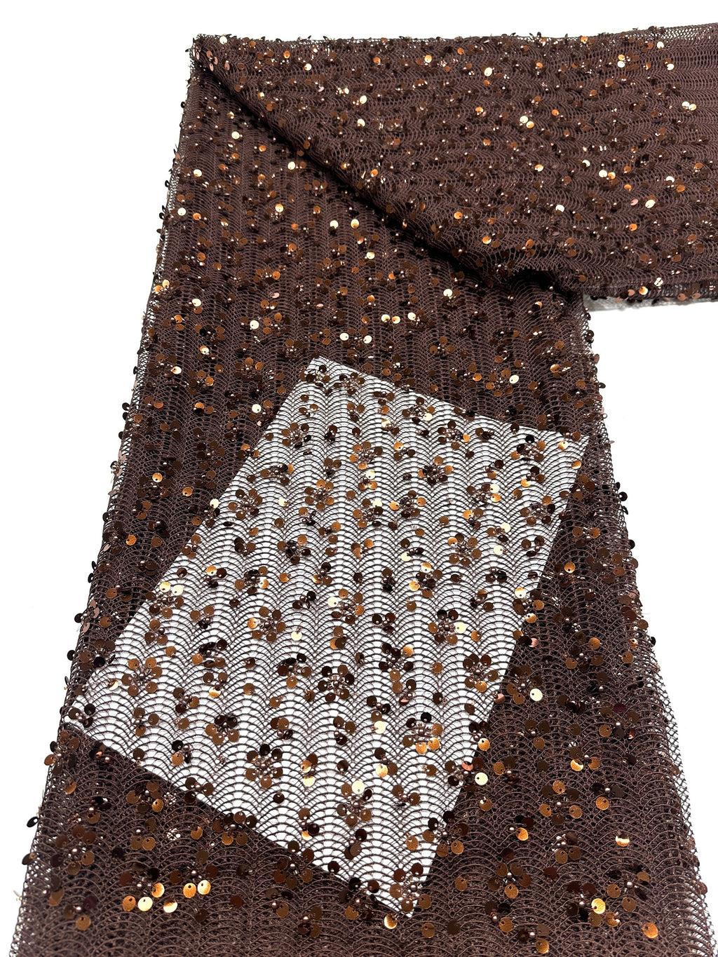 BLS6634#	High End Handmade Beaded Sequin Lace Fabric Gold Mesh Embroidery Lace For Wedding Bridal Evening Dress Apparel Fabric