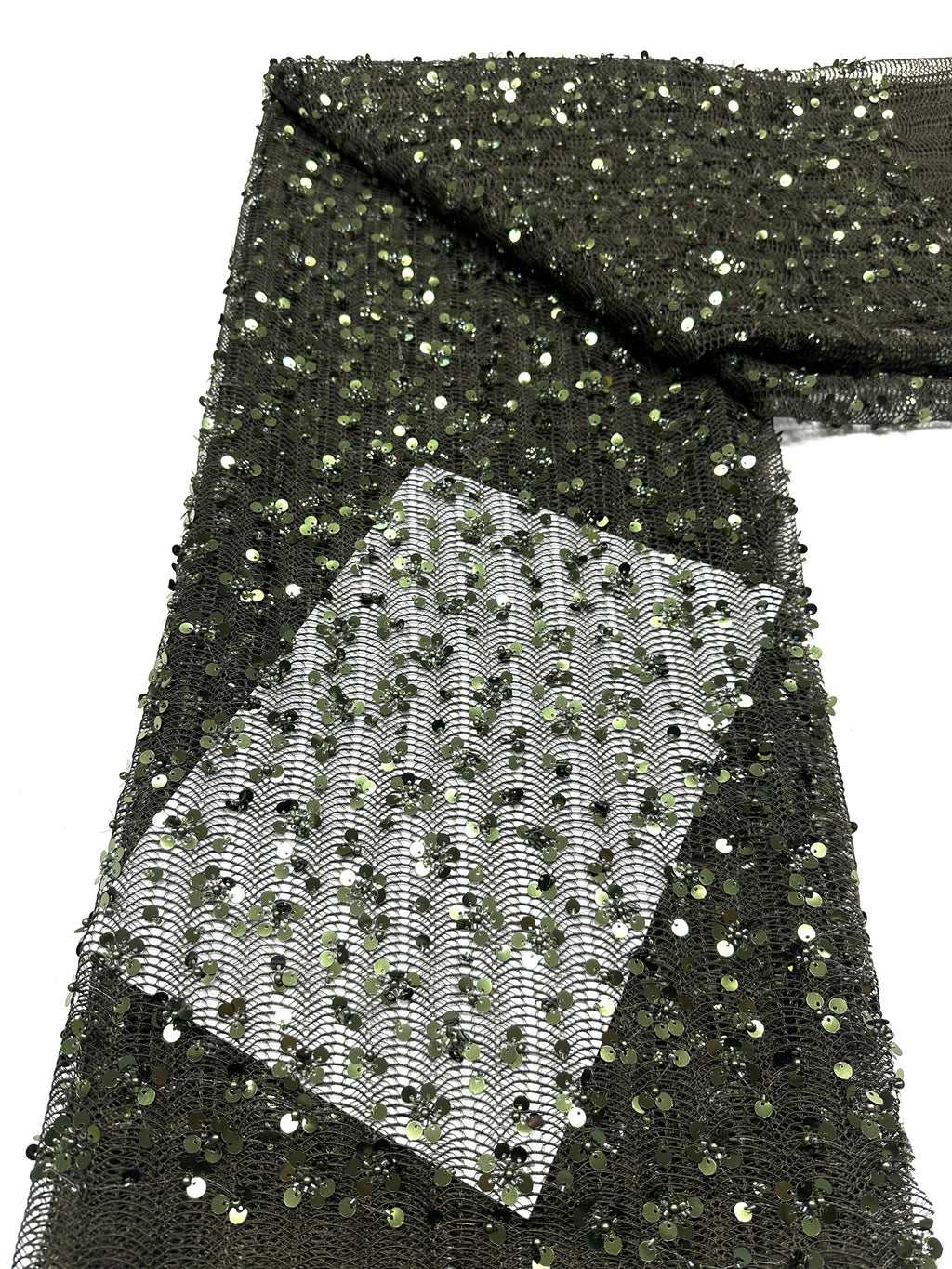 BLS6634#	High End Handmade Beaded Sequin Lace Fabric Gold Mesh Embroidery Lace For Wedding Bridal Evening Dress Apparel Fabric
