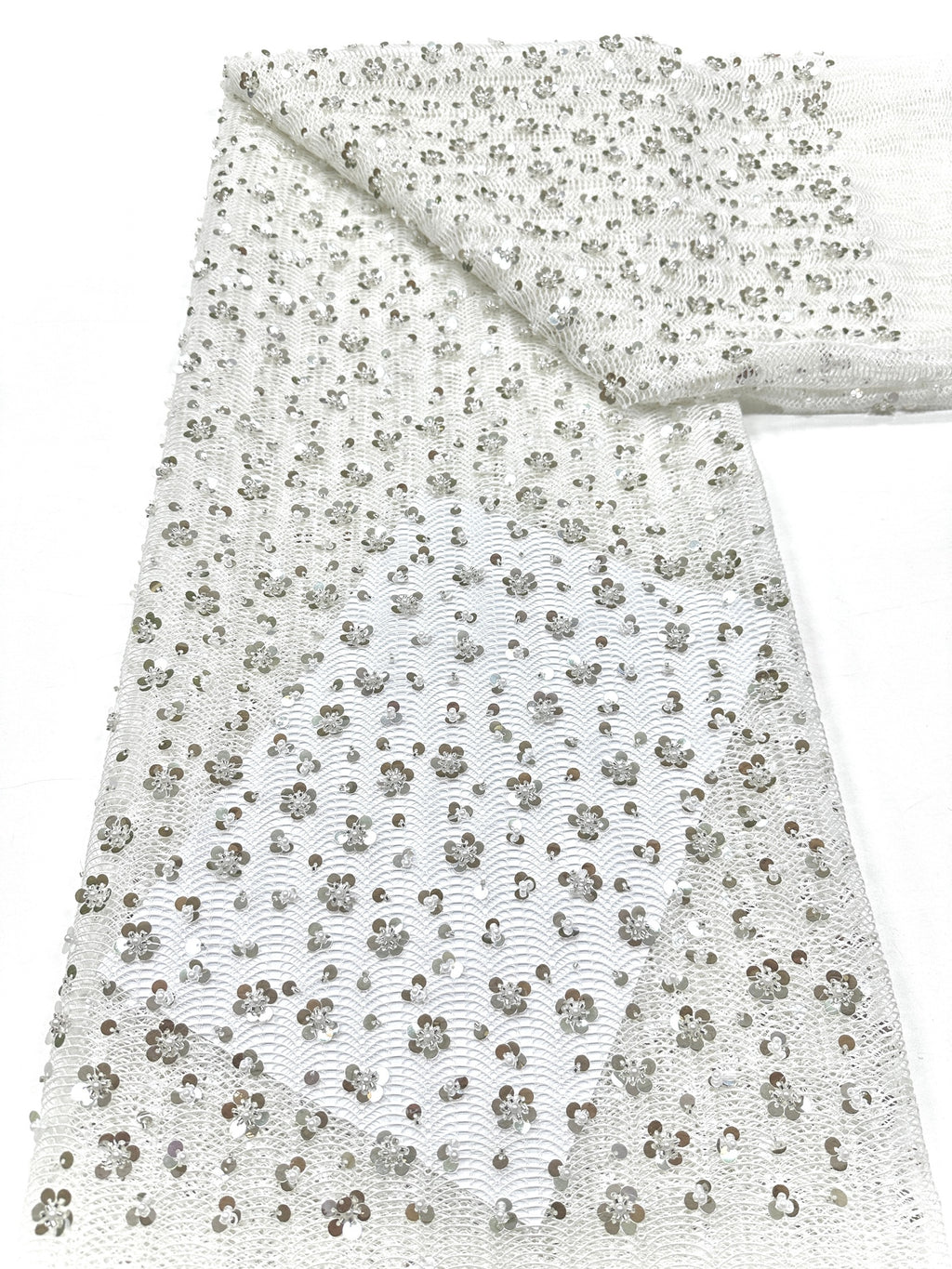 BLS6634#	High End Handmade Beaded Sequin Lace Fabric Gold Mesh Embroidery Lace For Wedding Bridal Evening Dress Apparel Fabric