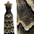 BLS6650#	Heavy Handmade Gold Beaded Lace Fabric Scalloped Wave Sequin Embroidery Net Material For Mermaid Party Dresses