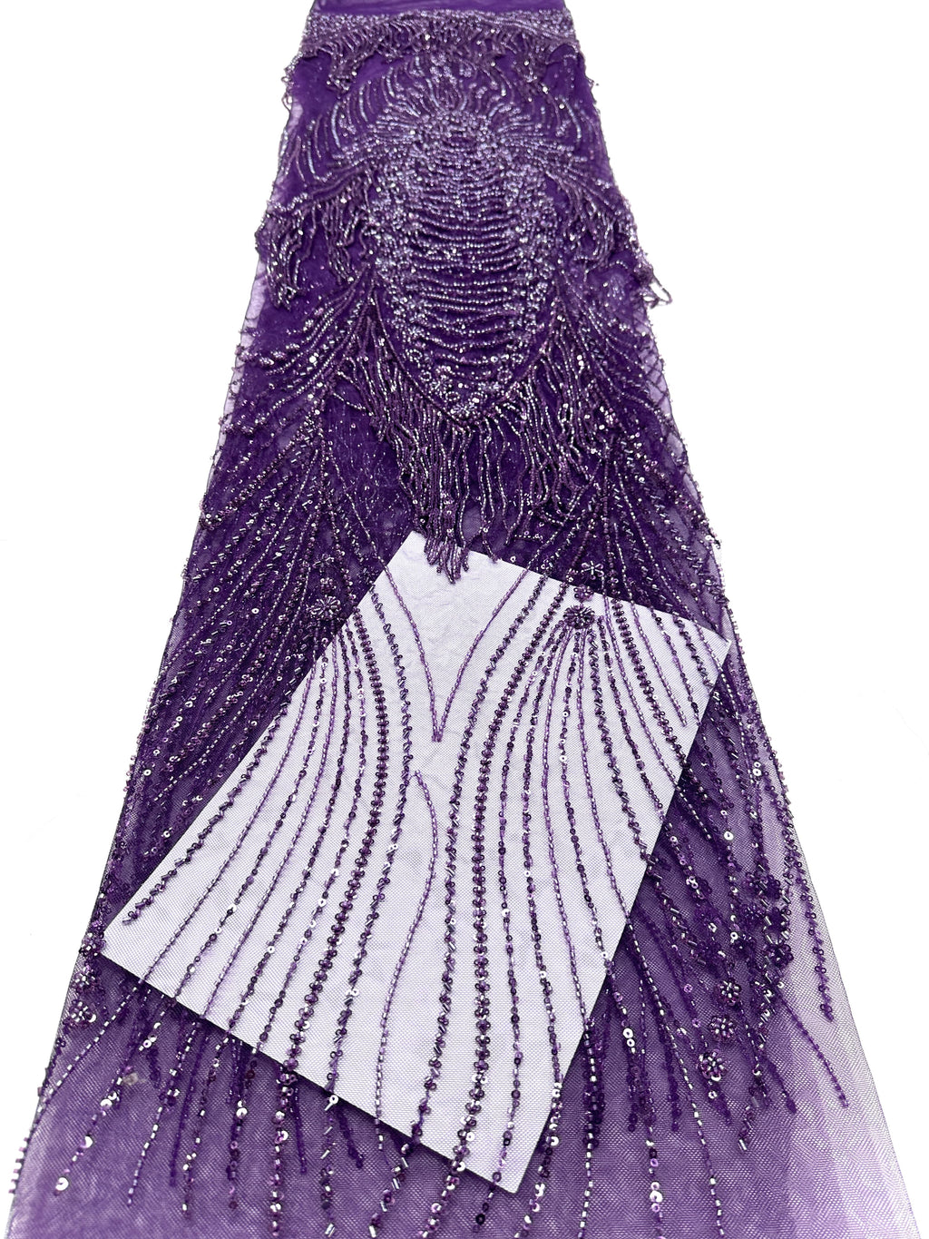 BLS6651#	Handmade Heavy Fringe Tassel Beaded Lace  Peacock Pattern Sequin Embroidery Net Fabric For Formal Party Dresses