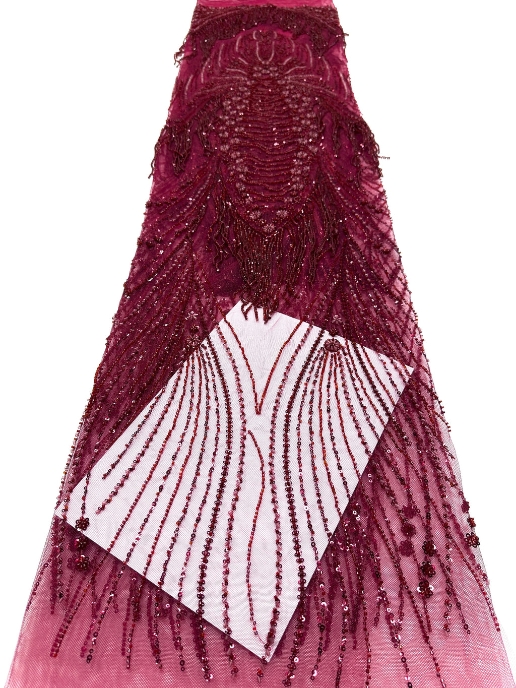 BLS6651#	Handmade Heavy Fringe Tassel Beaded Lace  Peacock Pattern Sequin Embroidery Net Fabric For Formal Party Dresses