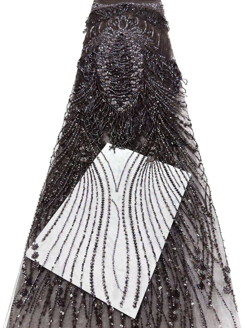 BLS6651#	Handmade Heavy Fringe Tassel Beaded Lace  Peacock Pattern Sequin Embroidery Net Fabric For Formal Party Dresses