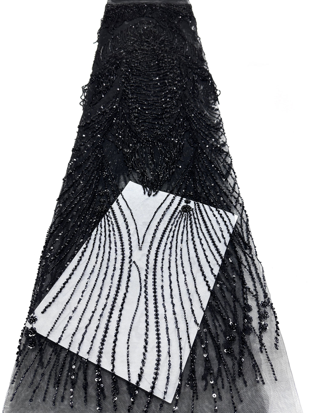BLS6651#	Handmade Heavy Fringe Tassel Beaded Lace  Peacock Pattern Sequin Embroidery Net Fabric For Formal Party Dresses