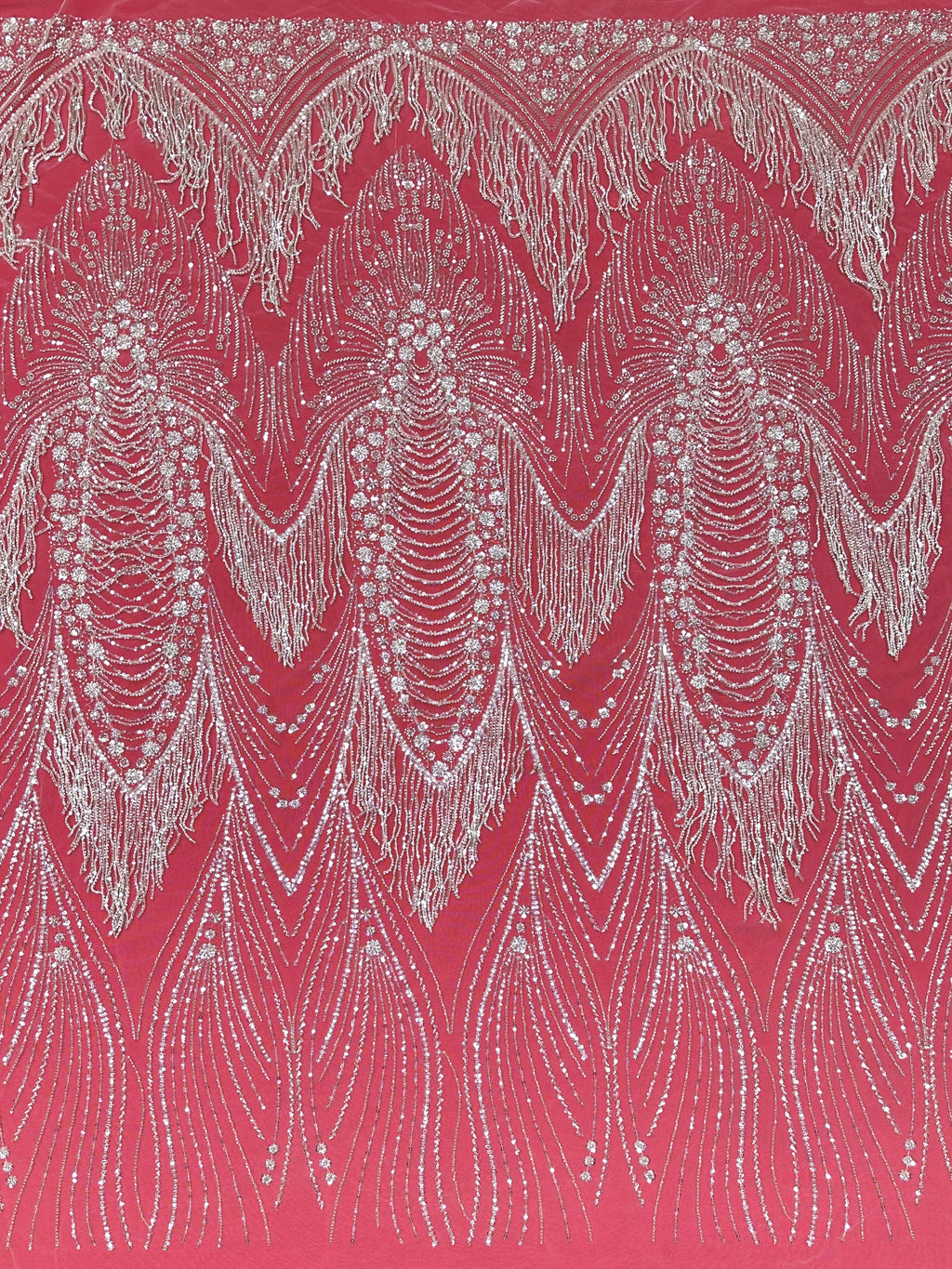 BLS6651#	Handmade Heavy Fringe Tassel Beaded Lace  Peacock Pattern Sequin Embroidery Net Fabric For Formal Party Dresses