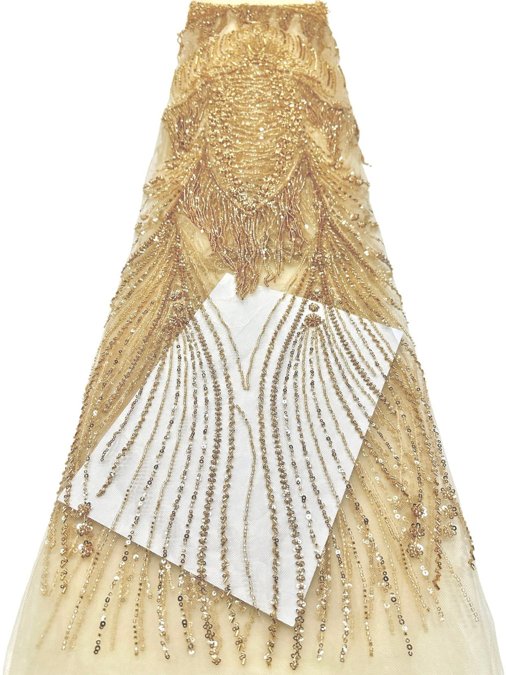 BLS6651#	Handmade Heavy Fringe Tassel Beaded Lace  Peacock Pattern Sequin Embroidery Net Fabric For Formal Party Dresses