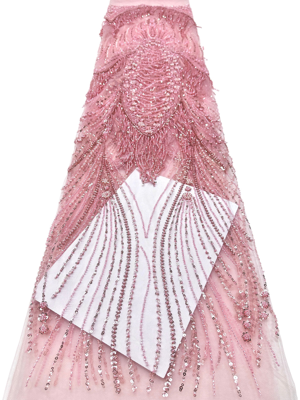 BLS6651#	Handmade Heavy Fringe Tassel Beaded Lace  Peacock Pattern Sequin Embroidery Net Fabric For Formal Party Dresses