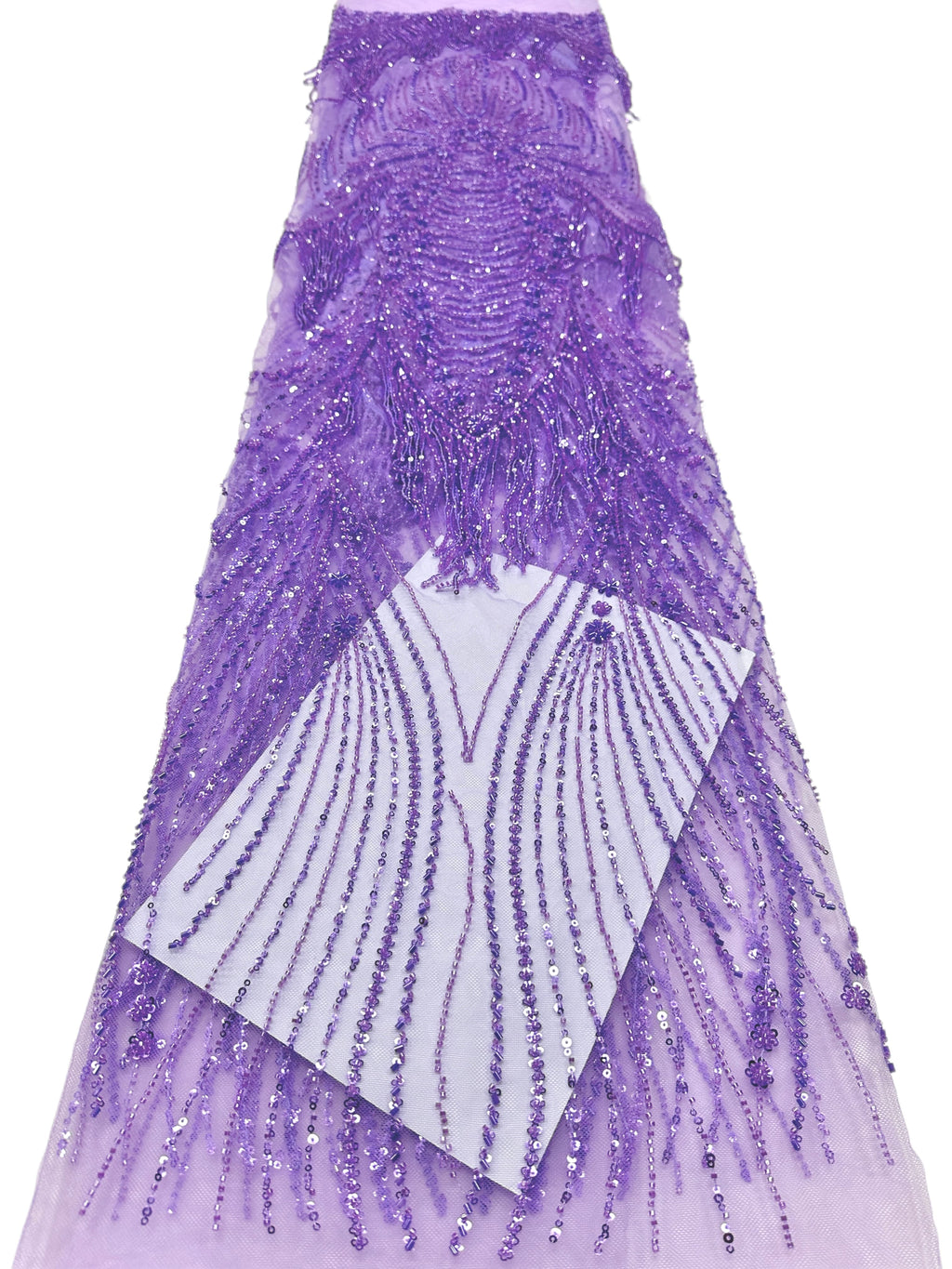 BLS6651#	Handmade Heavy Fringe Tassel Beaded Lace  Peacock Pattern Sequin Embroidery Net Fabric For Formal Party Dresses