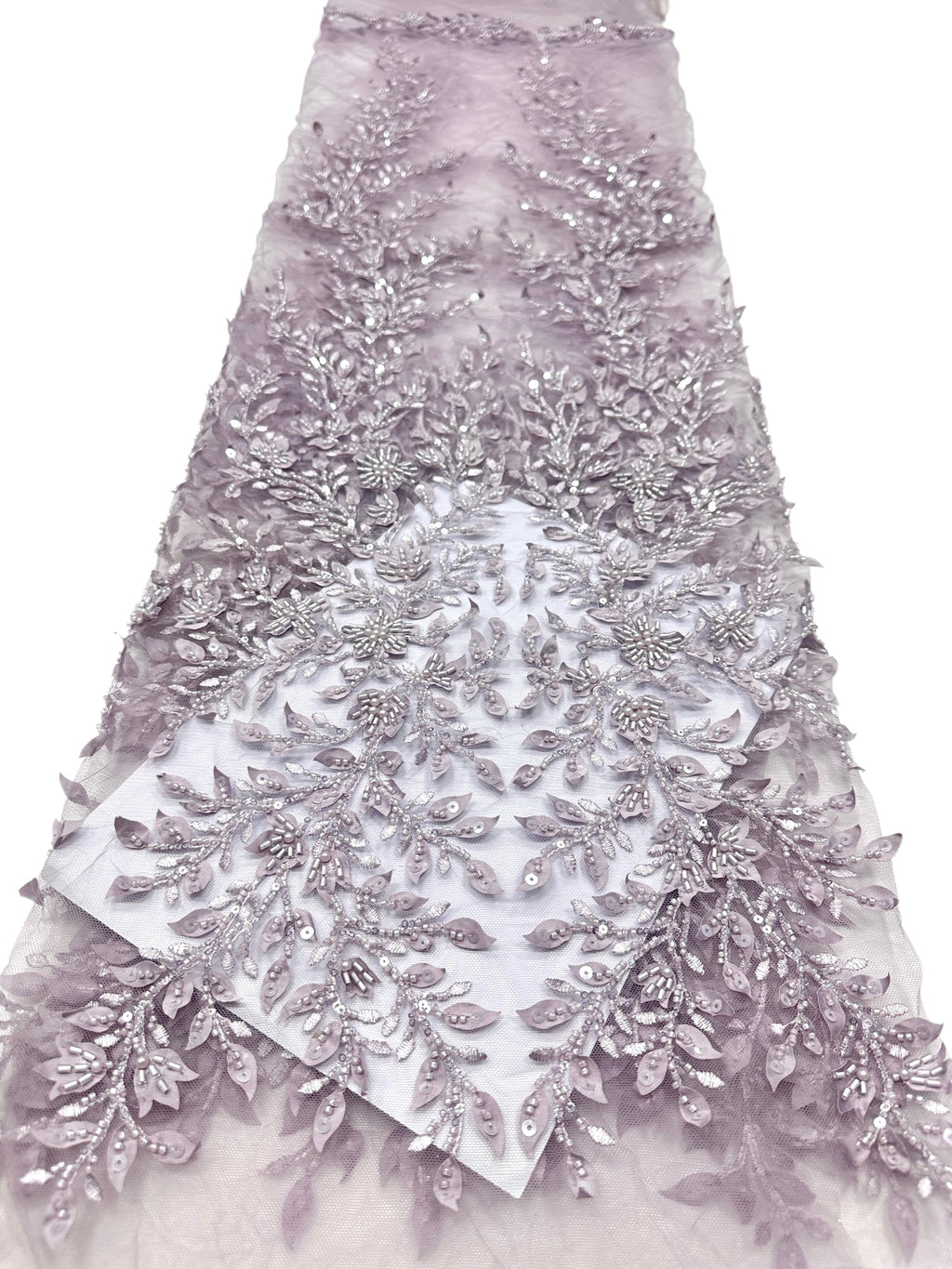 BLS6660#	Pearl Beaded Leaf Vine Tulle Lace Fabric Sequined Embroidered Lace Fabric for Wedding Dresses Bridal Gowns