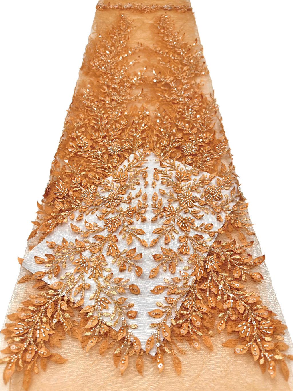 BLS6660#	Pearl Beaded Leaf Vine Tulle Lace Fabric Sequined Embroidered Lace Fabric for Wedding Dresses Bridal Gowns