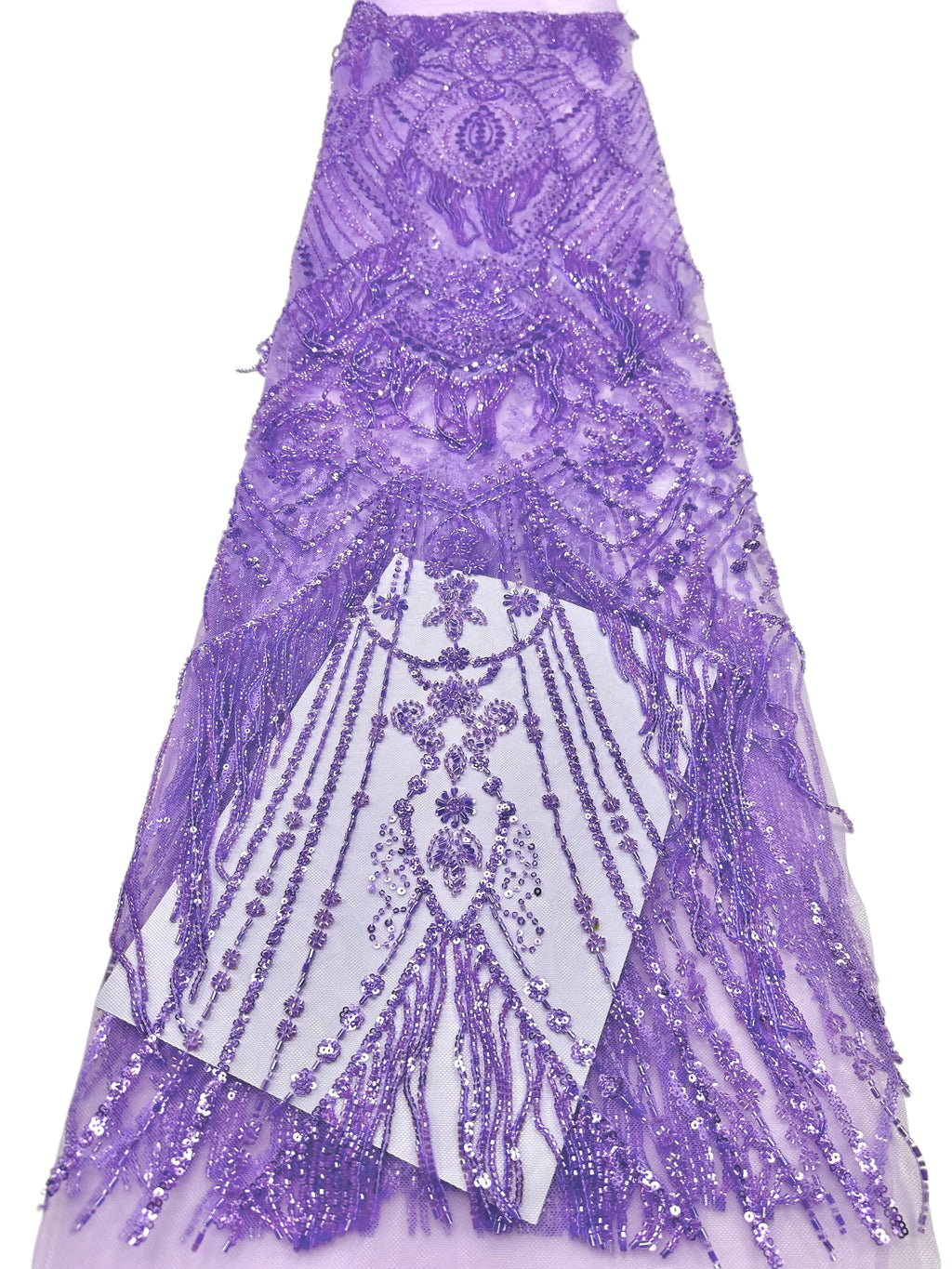 BLS6661#	Heavy Beaded Sequined Border Lace Fabric Geometric Tulle Lace Fabric for Wedding Dresses Evening Gowns