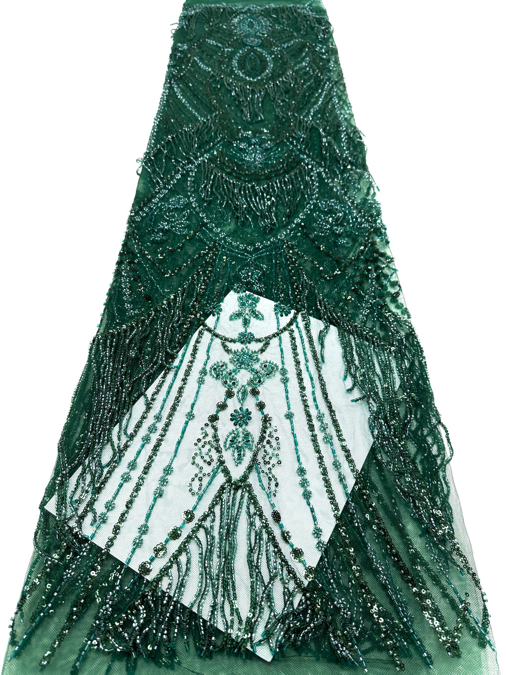 BLS6661#	Heavy Beaded Sequined Border Lace Fabric Geometric Tulle Lace Fabric for Wedding Dresses Evening Gowns