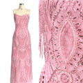 BLS6661#	Heavy Beaded Sequined Border Lace Fabric Geometric Tulle Lace Fabric for Wedding Dresses Evening Gowns