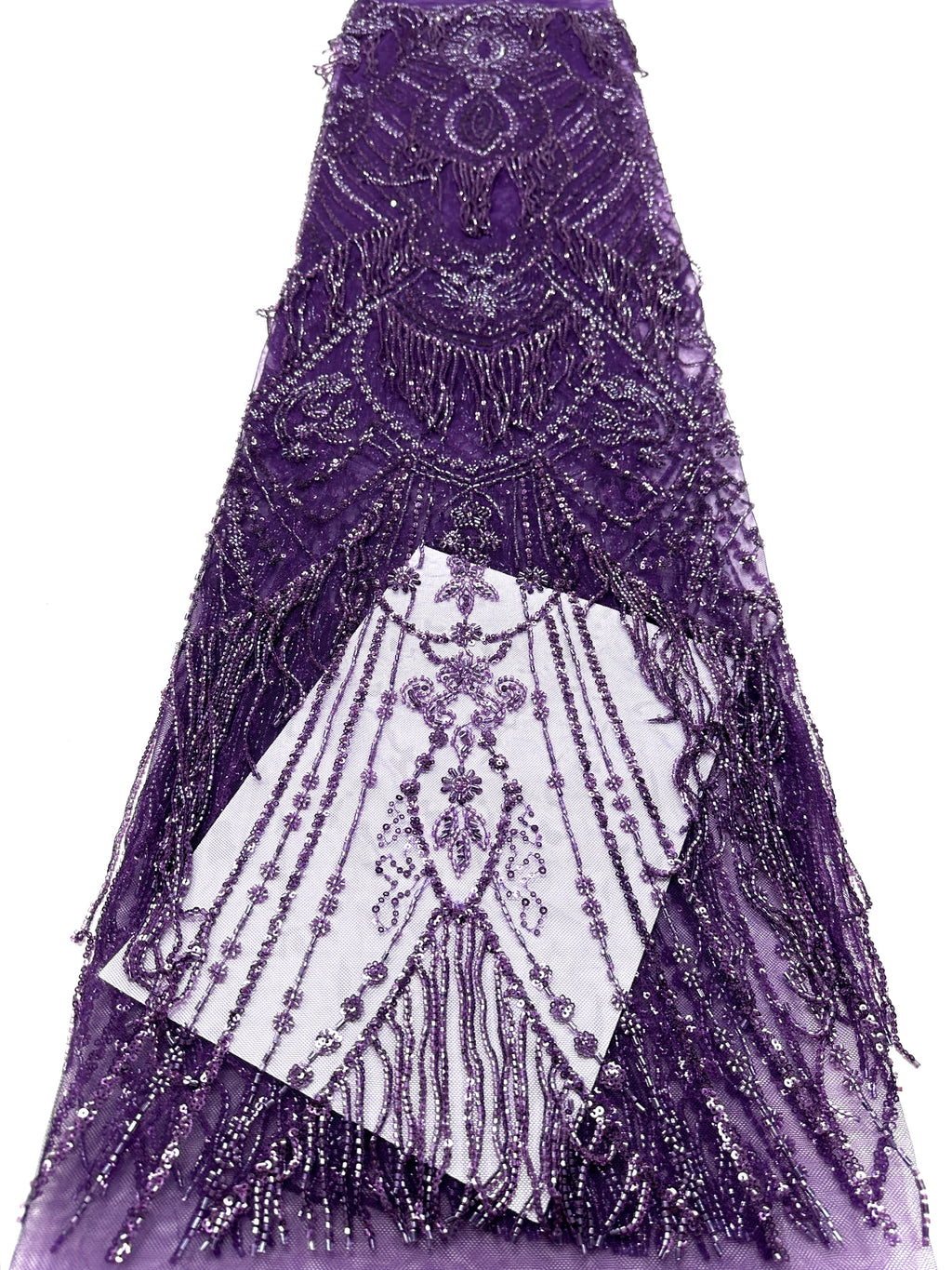 BLS6661#	Heavy Beaded Sequined Border Lace Fabric Geometric Tulle Lace Fabric for Wedding Dresses Evening Gowns