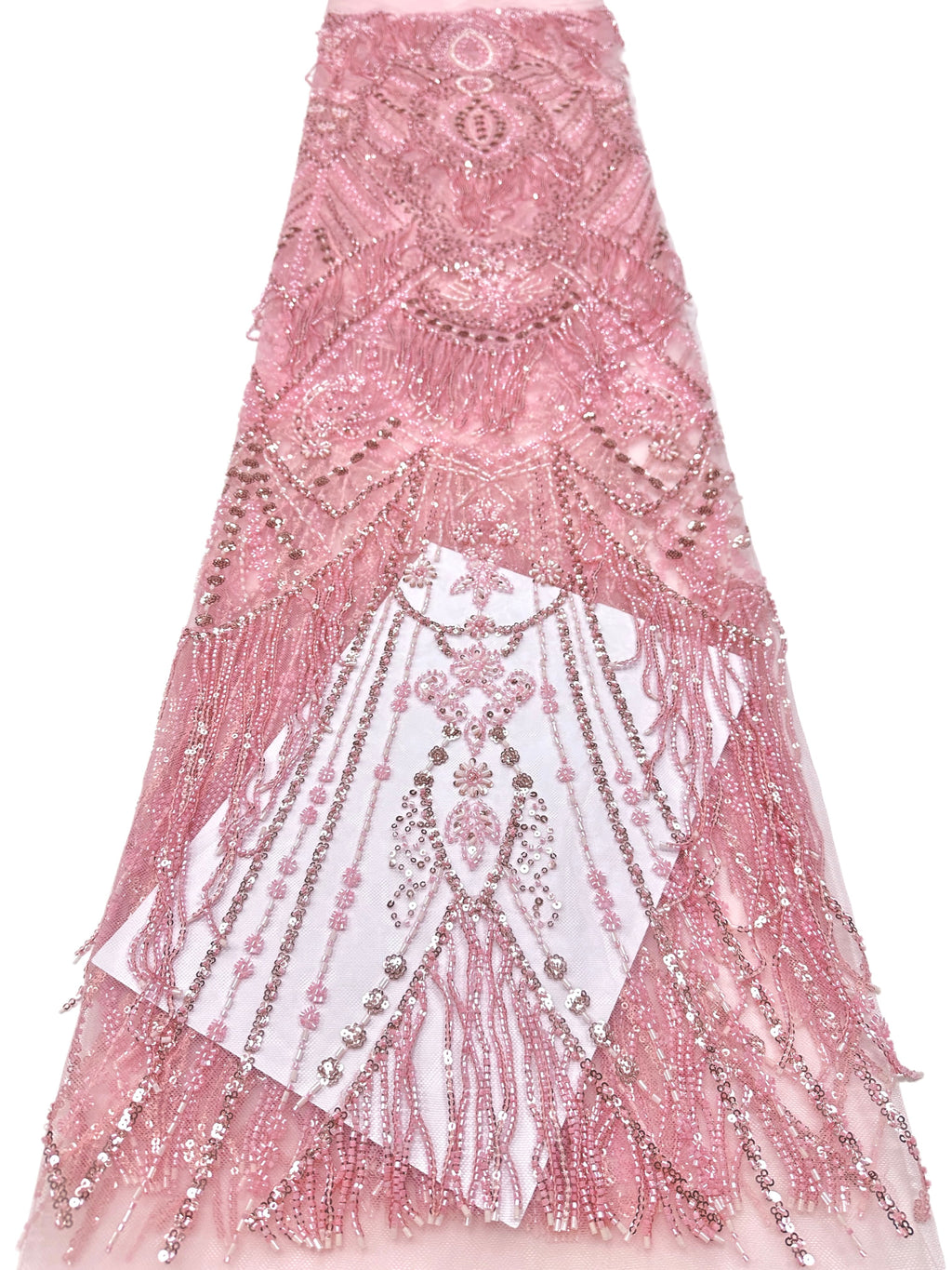 BLS6661#	Heavy Beaded Sequined Border Lace Fabric Geometric Tulle Lace Fabric for Wedding Dresses Evening Gowns